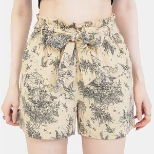 Maypole Cotton Print Paperbag Shorts